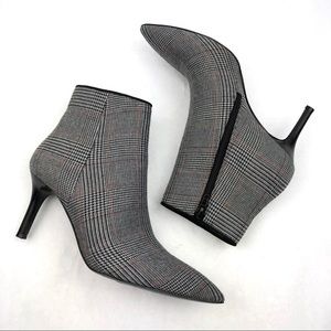 Cabi Plaid Dandy Booties Kitten Heel size 9.